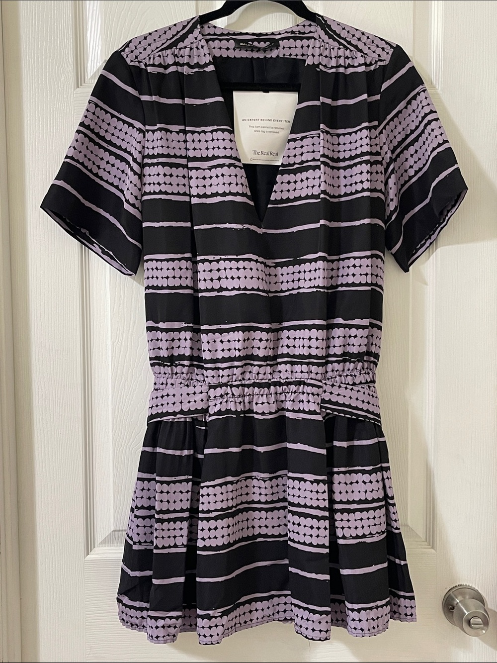 Balenciaga Silk Black and Light Purple Dress